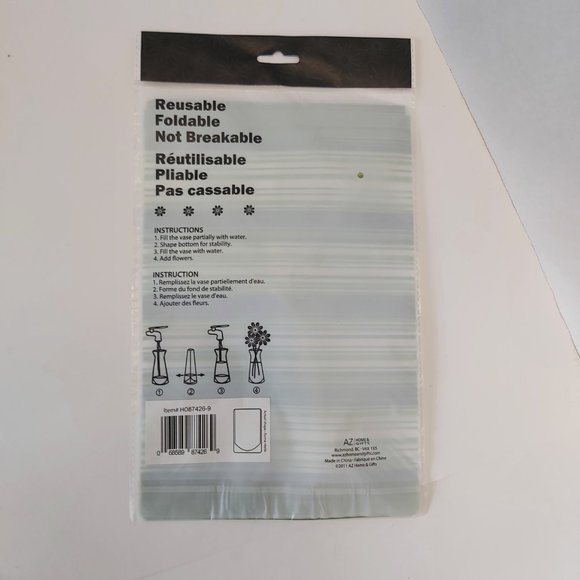 3/$20 Foldable reusable EASY VASE green stripes for flowers - Picture 3 of 4